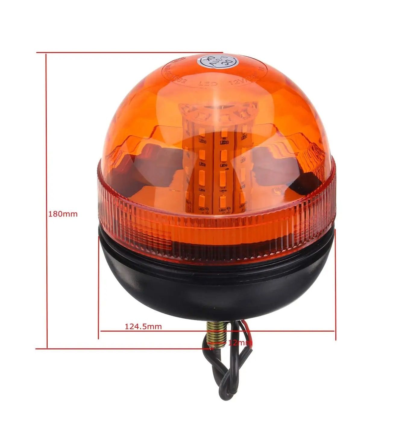 60 Led Warning Light Beacon Flashing Strobe Amber Magnetic 124mm 12V 24V E9