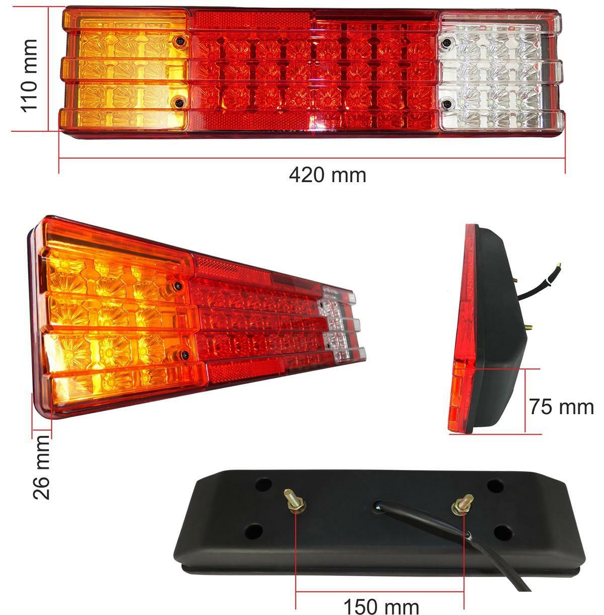2 x 70 Led Tail Rear Stop lights truck trailer lorry caravan 6 functions 12v 