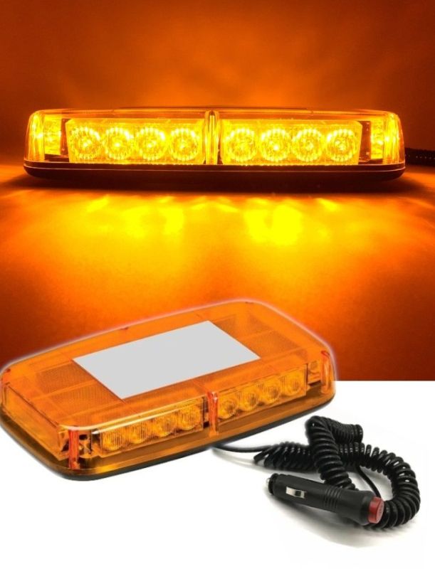 24 LED BAR Beacon Flash Warning Safety 28cm Light Strobe Amber Orange 12V 24V with Magnetic 