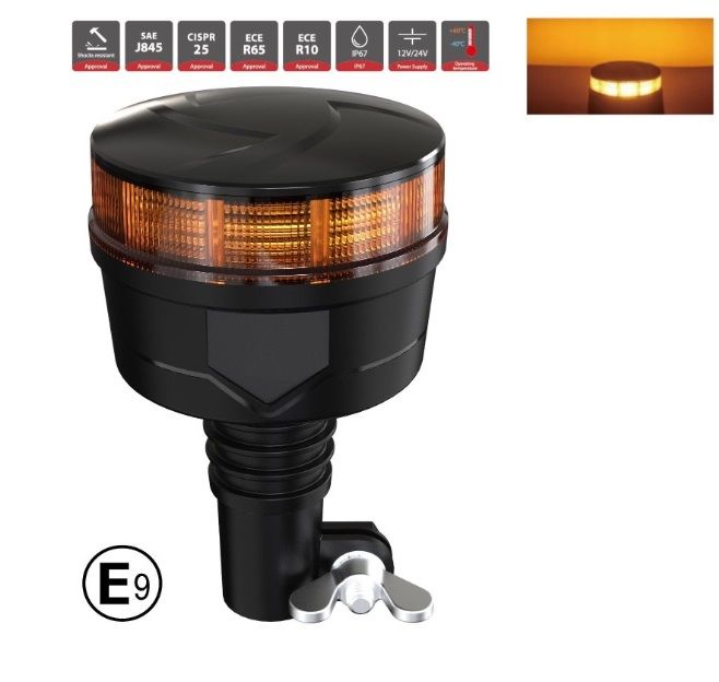 Feux Gyrophare Stroboscopique 20 LED 19W 92mm Flash Orange Lampe 12V 24V