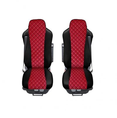 Seat covers for MAN TGX 2015-2021 Truck Black Red Leather LHD
