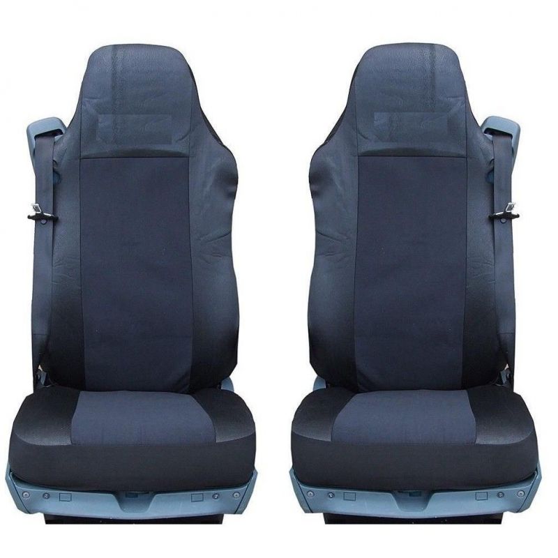 2 x Seat covers for Mercedes Actros Axor Atego Truck Black Textile