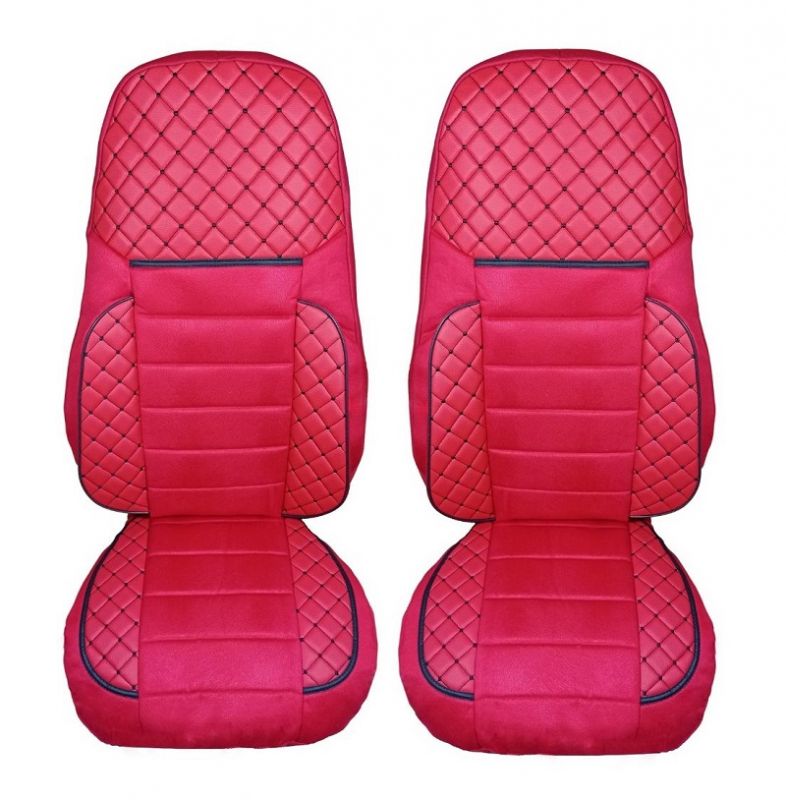 2 x Couvre Siege pour Volvo FH 2014-2020 EURO 6 Camions Rouge Cuir LHD RHD