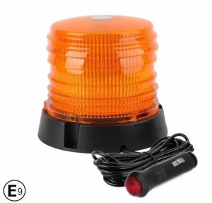 60 LED Warnleuchte Rundumleuchte Blinkleuchte Strobe Beacon Licht Orange Magnet 100mm 12V 24V E9