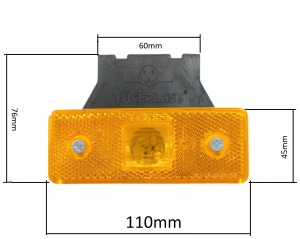 4 x 4 Led Feu Indicateur de position latéral ,reflecteur,remorque camion Orange 12v
