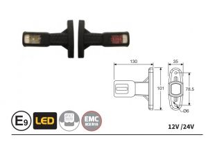 2 x 12V 24V Luz Lateral Posicion para Camiones LED E9 ADR