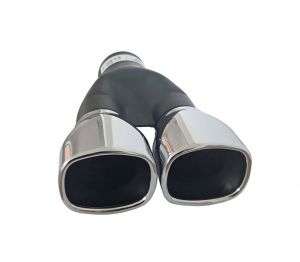 Tailpipe Exhaust Car Black Silver Double 245mm