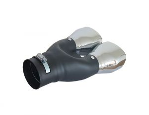 Tailpipe Exhaust Car Black Silver Double 245mm