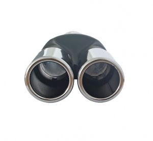 Tailpipe Exhaust Car Black Silver Double 210mm