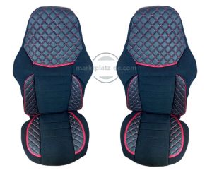 Seat covers for MAN TGX Truck Black Red Leather-Textil