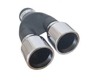  Black Silver Tailpipe Exhaust Car Double 250mm