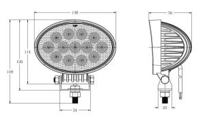 39W LED Oval Luces de Trabajo 146mm Cosechadoras Tractor ATV 4x4 12V 24V 
