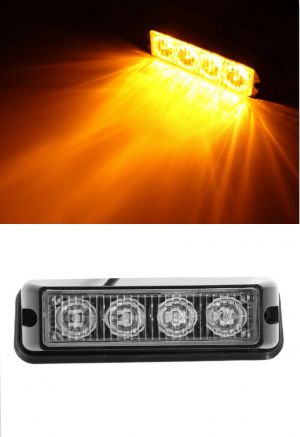 4 LED Luz de intermitente Luces Estroboscópica Camión ámbar car 12V 24V