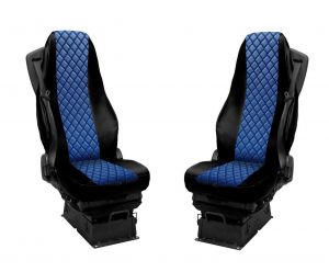 2 x Seat covers for Volvo FH 2016-2020 EURO 6 Truck Black Blue Leather 
