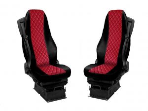 Seat covers for Volvo FH 2016-2020 EURO 6 Truck Black Red Leather