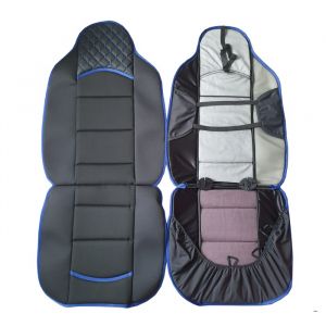 2 x Seat covers for Cars Universal Black Blue Leather Textil