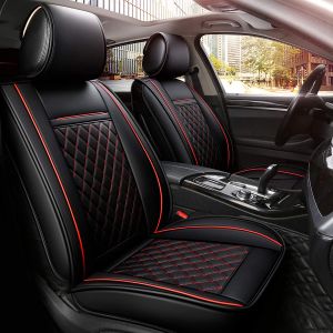 2 x  LUX Seat covers for Cars Universal Black Red Eco Leather 