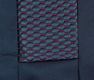 Sitzbezüge für MERCEDES SPRINTER 2006-2018 Van Schwarz Rot Naht Leder Textil