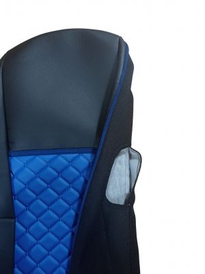 2 x Seat covers for Volvo FH 2016-2020 EURO 6 Truck Black Blue Leather 