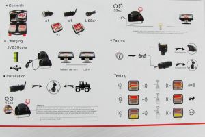 2 x Wireless LED Iman Luces de freno remolque Luz piloto camiones 12v 24v E9