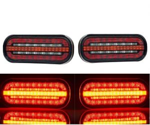 2 x LED Dynamic Clignotants Feux Lampe arrière de Avec Prise Remorque Camion 12v 24v E9