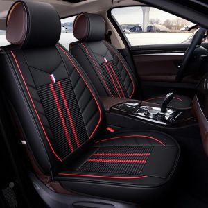 2 x Seat covers Protector for Cars Universal Black Red Leather Textile