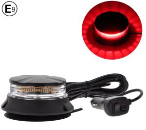 24 LED Warnleuchte Rundumleuchte Blinkleuchte Strobe Beacon Licht Rot Magnet 115mm 24W 12V 24V E9