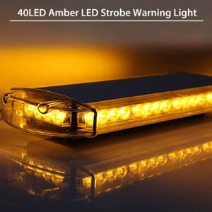 40 LED BAR Beacon Flash Warning Safety 55cm Light Strobe Amber Orange 12V 24V with Magnetic 