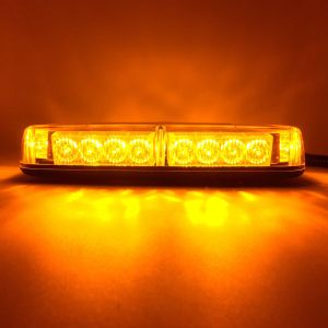 24 LED Feux Stroboscopique Gyrophare 28cm Feu de Pénétration Lampe Clignotant Ambre 12V 24V avec Magnetique 