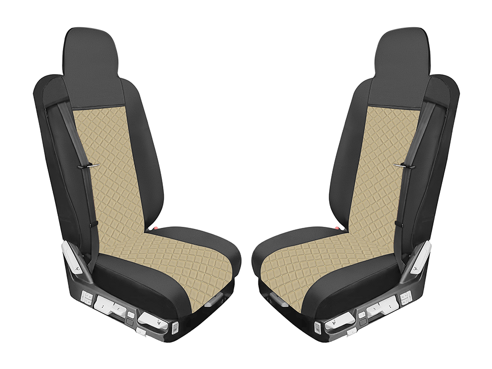 Sitzbezüge für RENAULT T 2015-2021 LKW Schwarz Beige Leder 