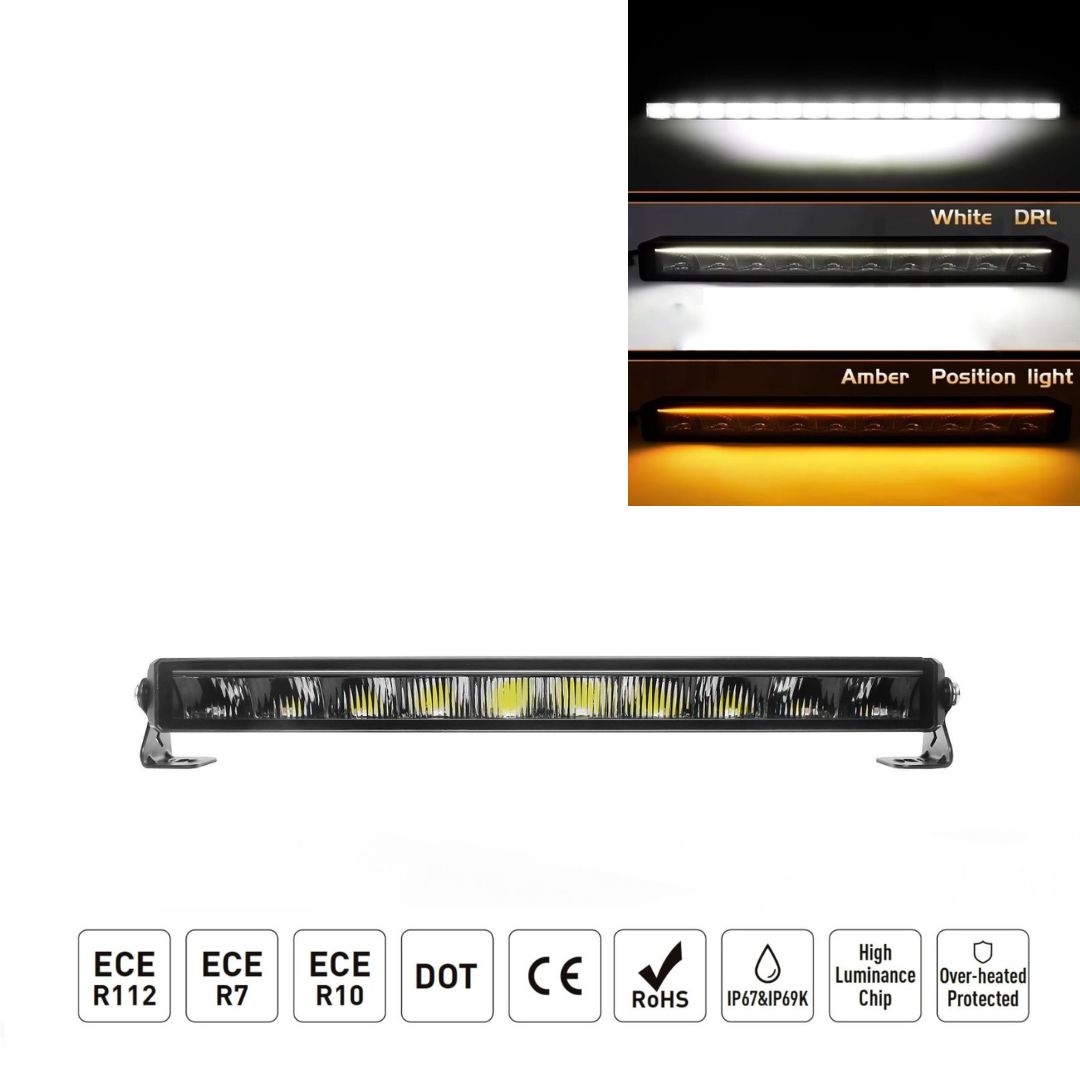 LED BAR Work Lights 54.5cm 8500Lm 60W White/Orange DRL Lamp Auto SUV 10-30V