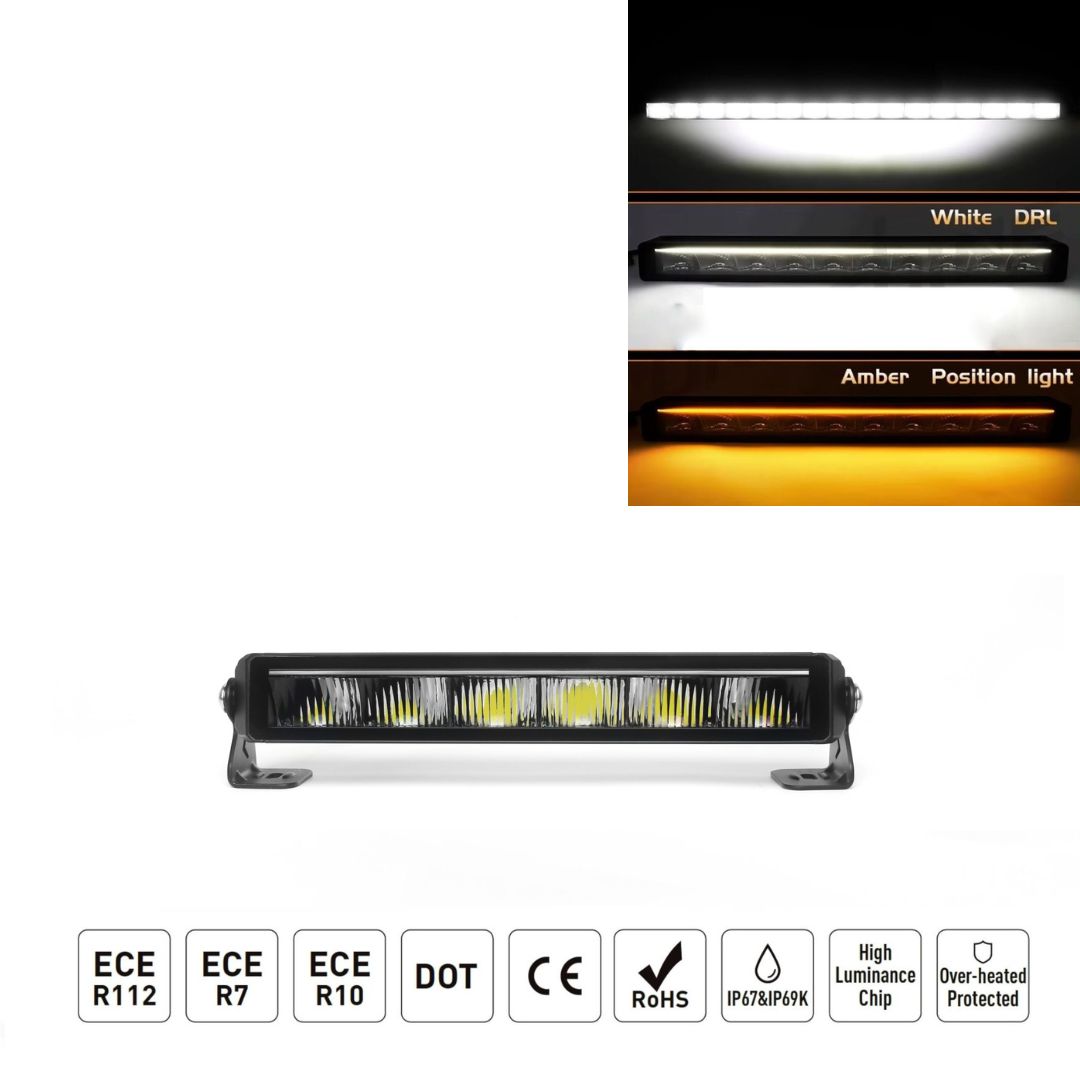 LED BAR Work Lights 34.5cm 5900Lm 40W White/Orange DRL Lamp Auto SUV 10-30V