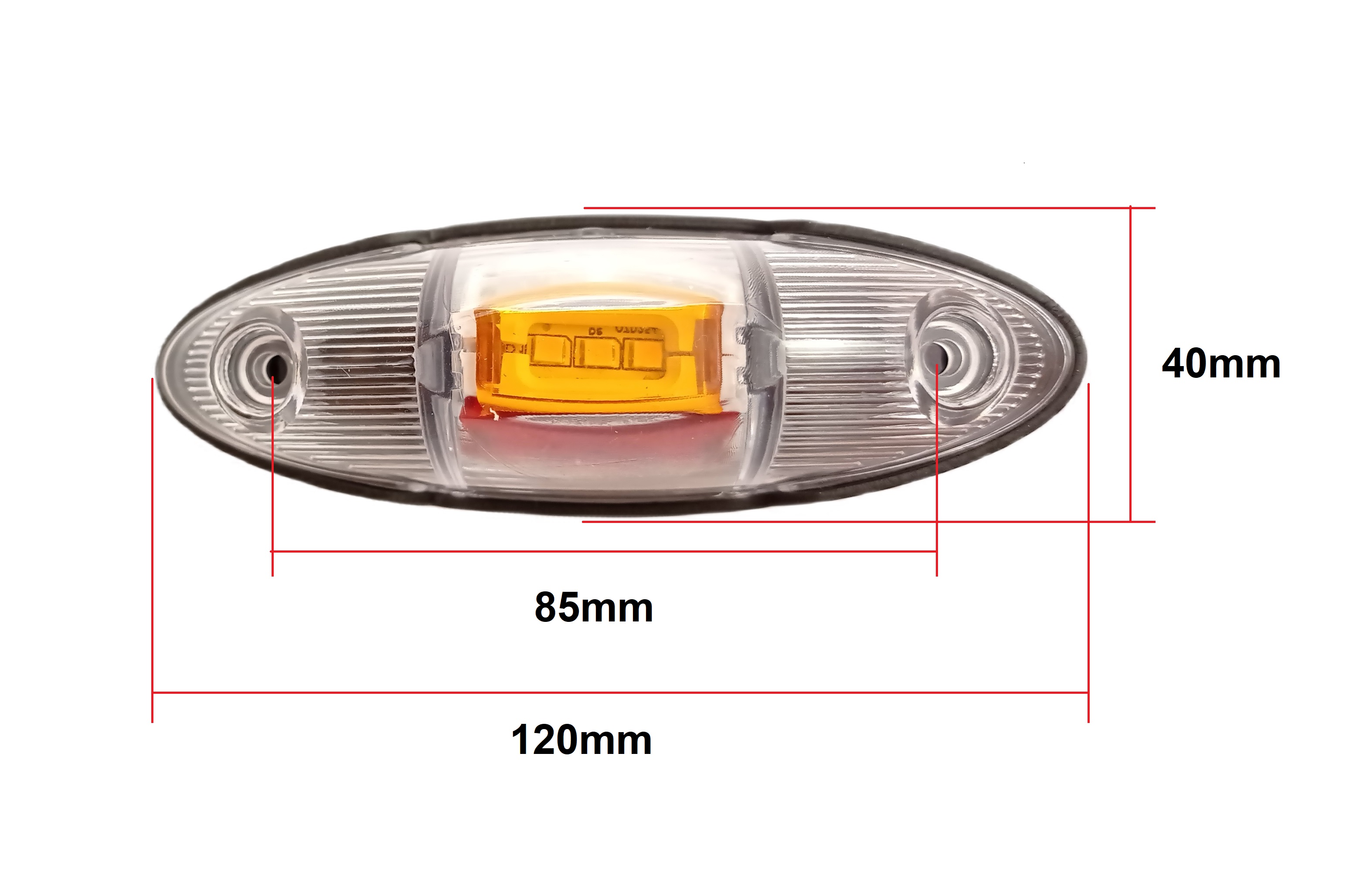 LED Sidomarkeringsljus Lampe Gul Rod Vit 12V 24V för Lasbil Släp Husvagn