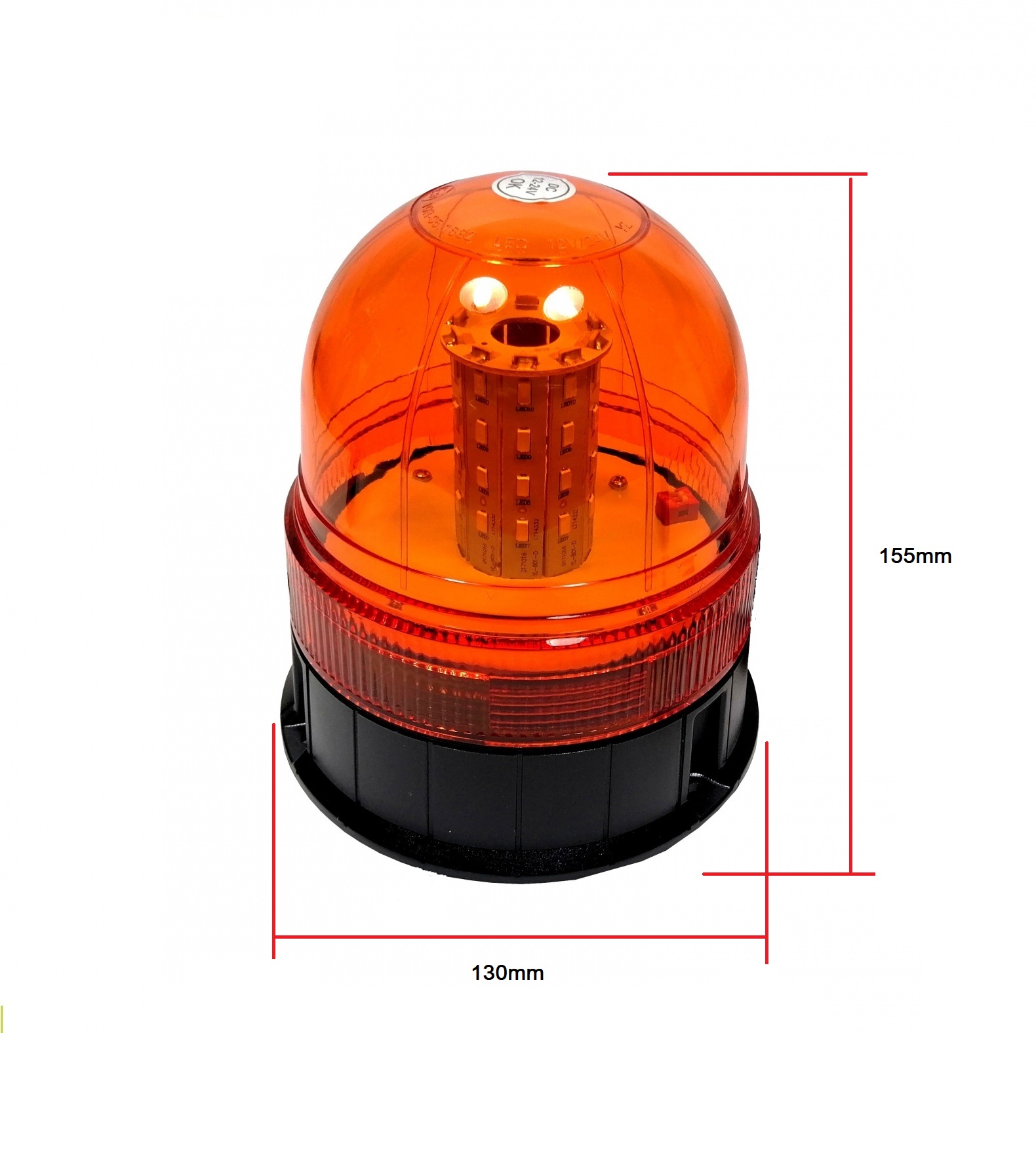 40 Led Feux Gyrophare Stroboscopique Flash Magnetique Vide Orange 130mm 12V 24V