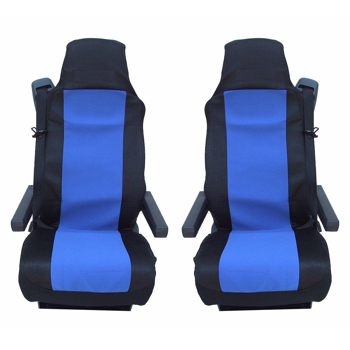 2 x Seat covers for Mercedes Actros Axor Atego Truck Black Blue Textile