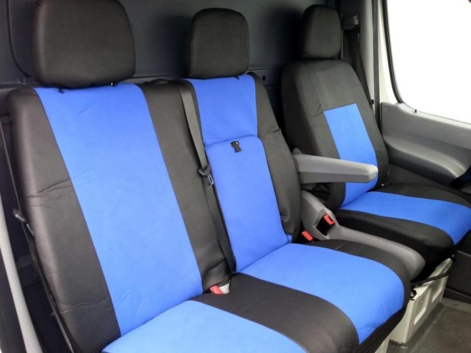 2+1 Huse Scaune pentru VW CRAFTER 2006-2018 Microbuze Negru Albastru Textil