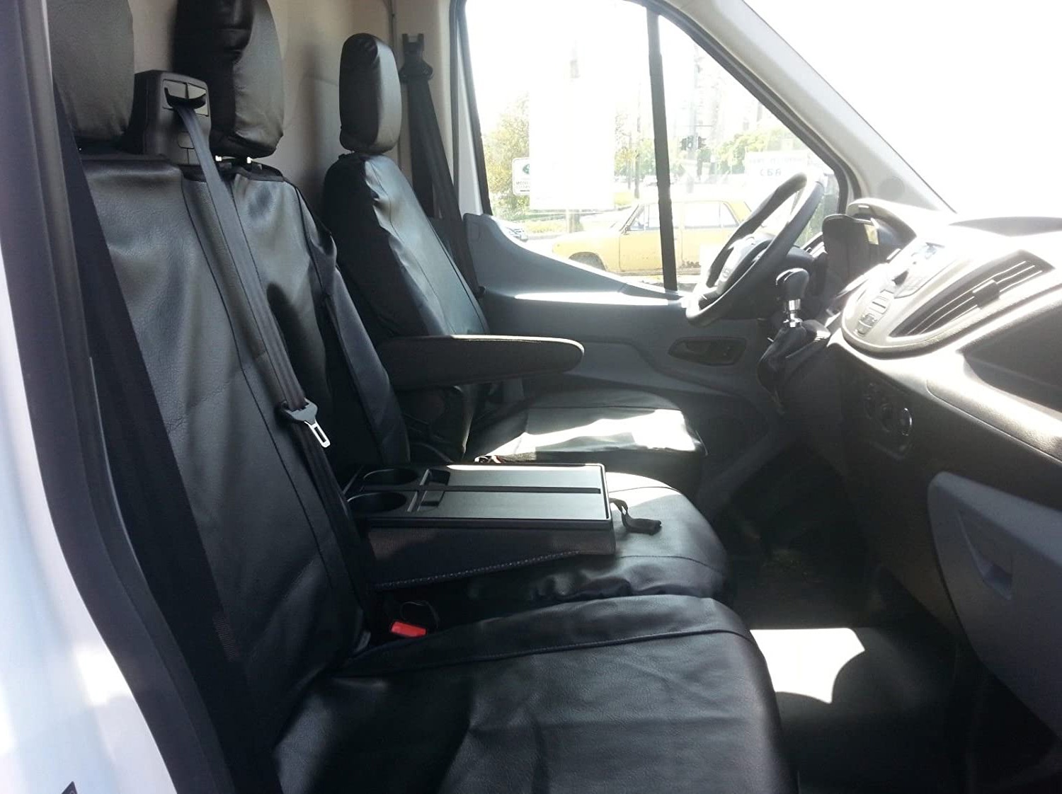 2+1 Seat covers for FORD TRANSIT 2013+ Van Bus Black Eco Leather Custom