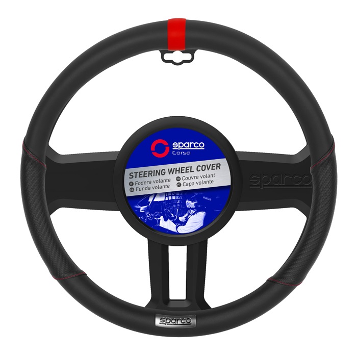 Steering wheel cover Sparco Universal Black Red 38mm Rubber PVC