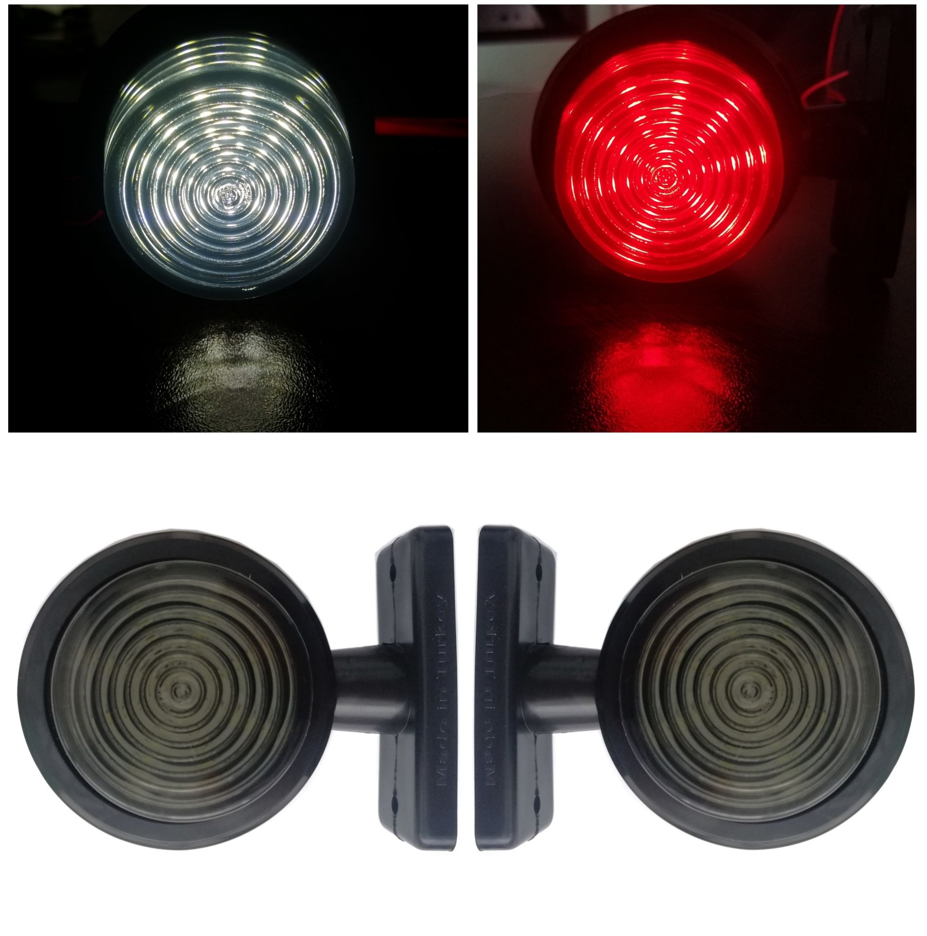 2 x LED Feux de Gabarit Lateral Lampe Remorque Camion Bus Rouge Blanc 12V 24V