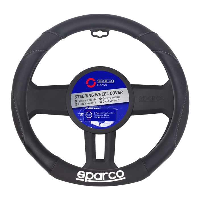 Steering wheel cover Sparco Universal Black 36mm Rubber Eco Leather