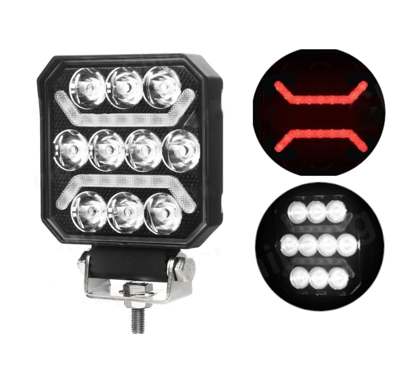 LED Feux de travail DRL Lapme 12V 24V 15W 1500lm pour Vehicules SUV ATV Tracteurs Spot Beam Feux Blanc/Rouge