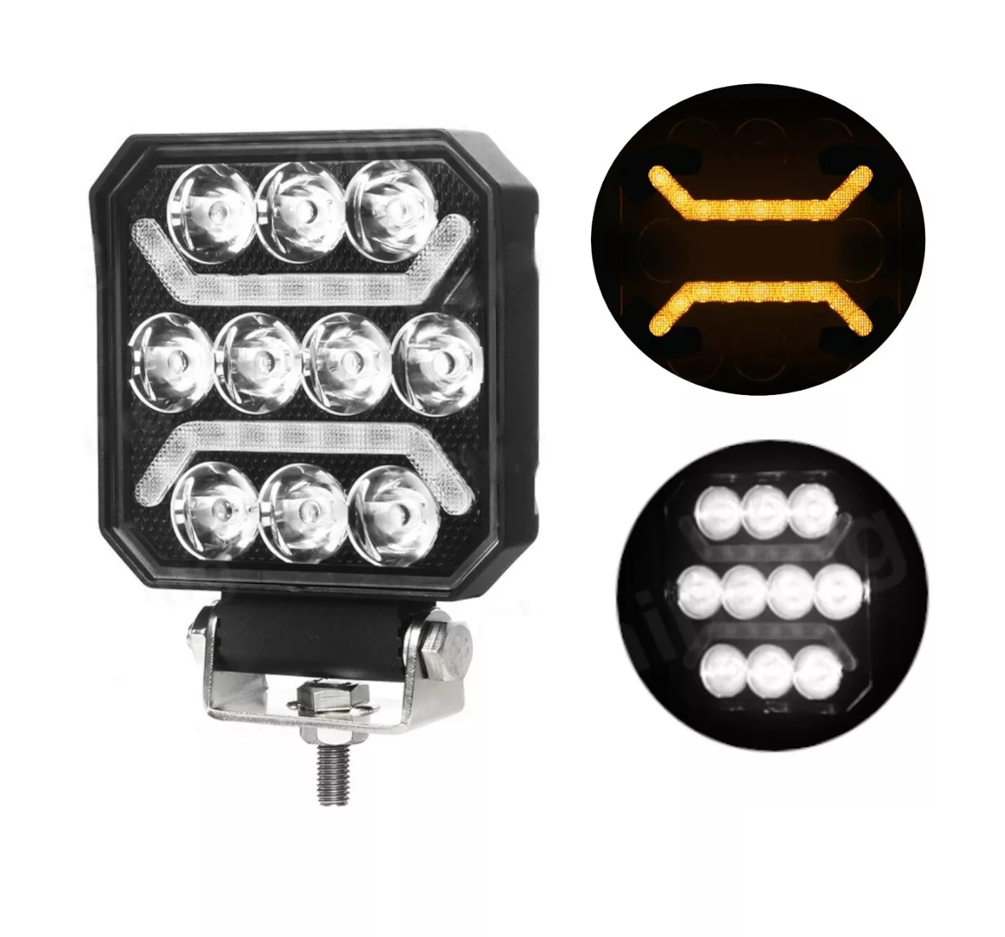 LED Feux de travail DRL Lapme 12V 24V 15W 1500lm pour Vehicules SUV ATV Tracteurs Spot Beam Feux Blanc/Jaune