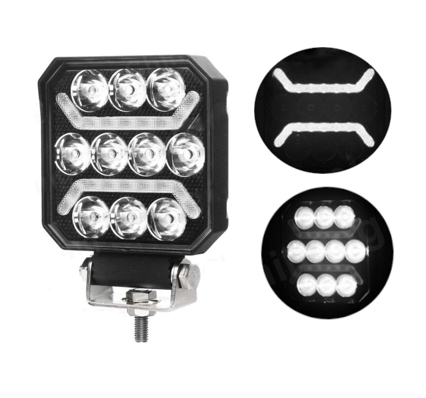 LED Feux de travail DRL Lapme 12V 24V 15W 1500lm pour Vehicules SUV ATV Tracteurs Spot Beam Feux Blanc