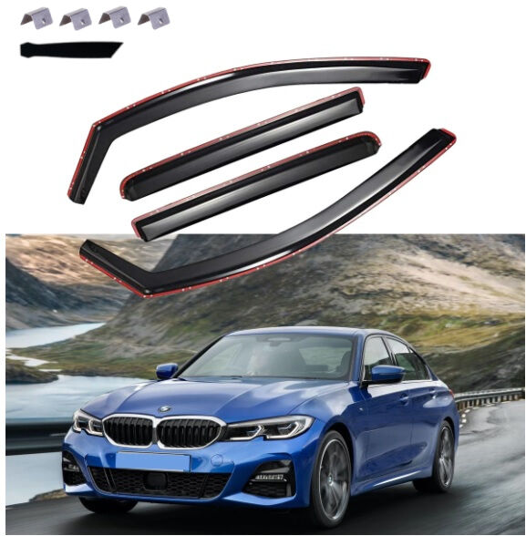 Déflecteur de vent et pluie pour BMW 3 G20 2019+  Voiture Auto Noir transparent 4 pièces 