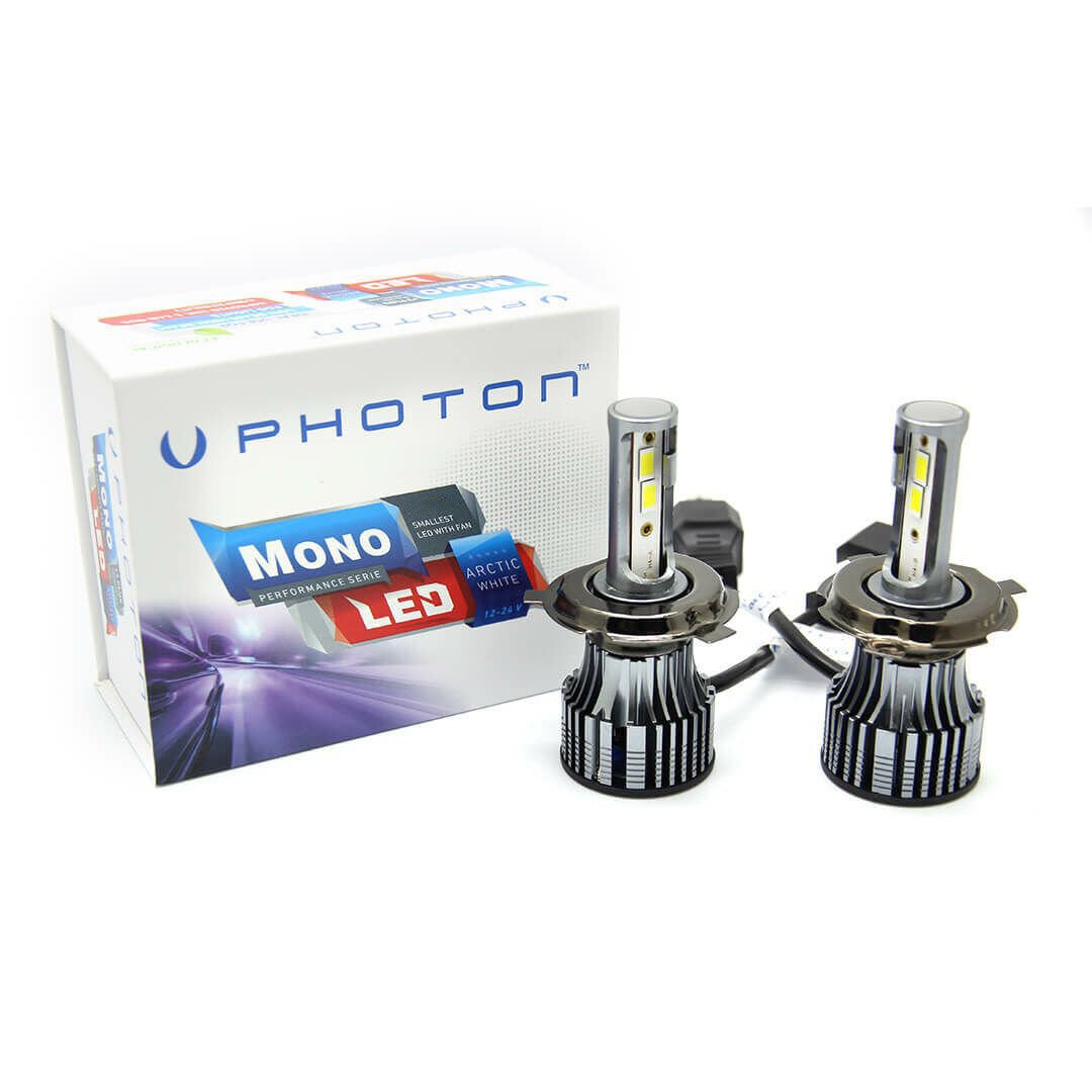 2 x LED H4 Photon Mono LED +3 Plus 12v 70W 10000LM Ljus Lampa Bilstrålkastare Lyspærer Strålekaster Lasbil Moto
