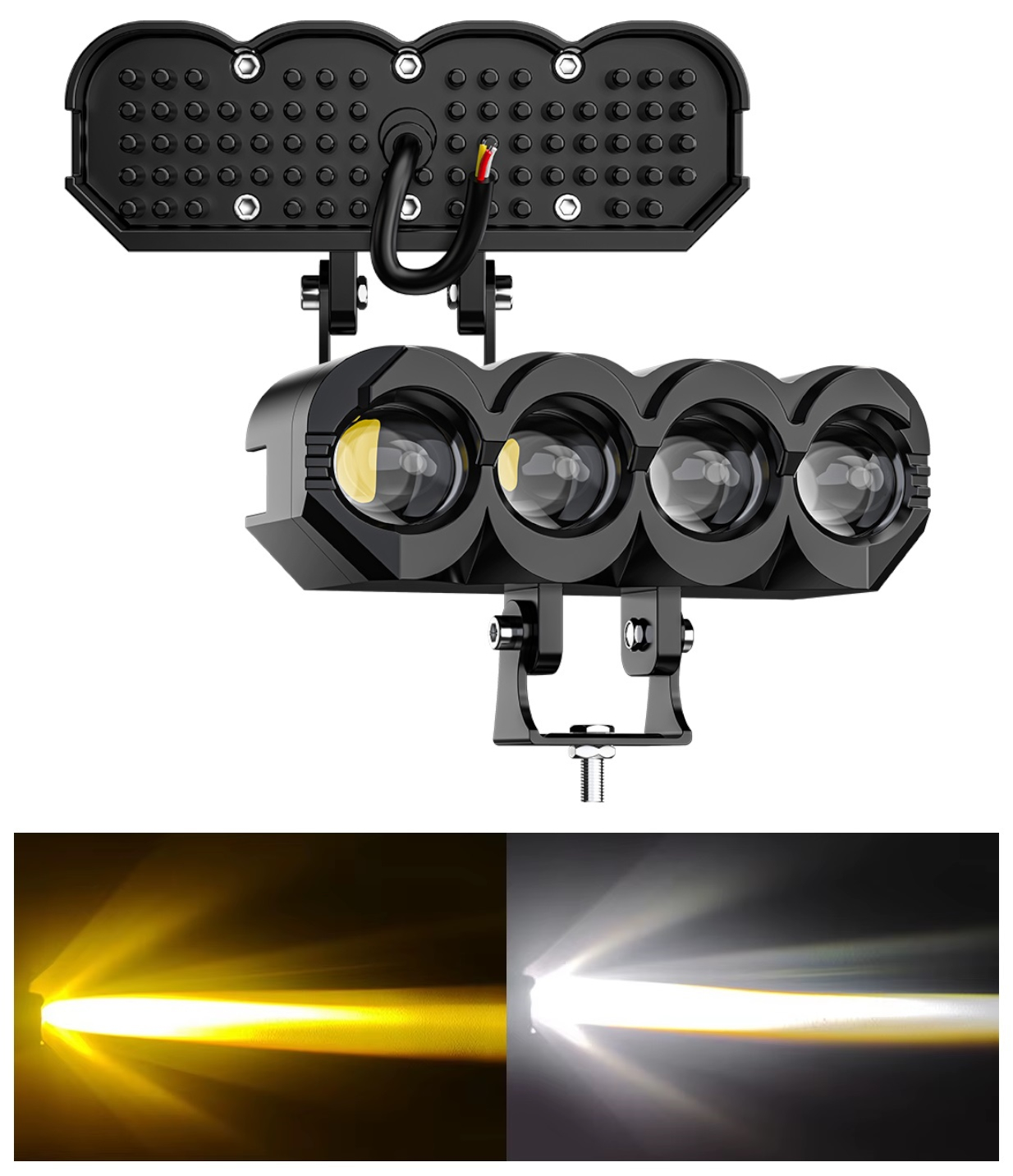 Lampă de lucru universală cu LED-uri cu halogen, 40W, fază scurtă/lungă, alb/galben, 9V - 85V, pentru Jeep, motocicletă off-road