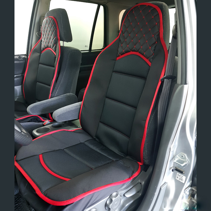 2 x Seat covers for Cars Universal Black Red Leather Textil