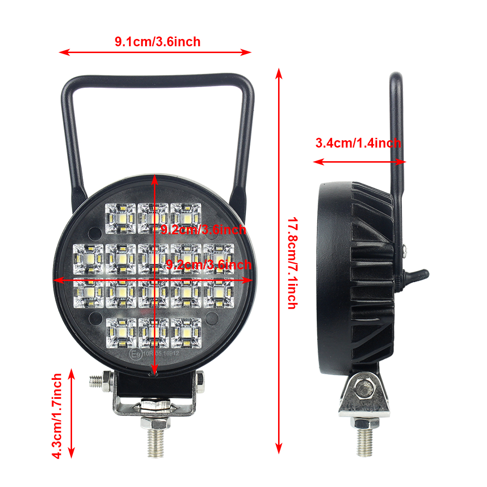 16 LED Feu Lampe de travail 12-30V 16W 1360lm Flood/Spot Beam