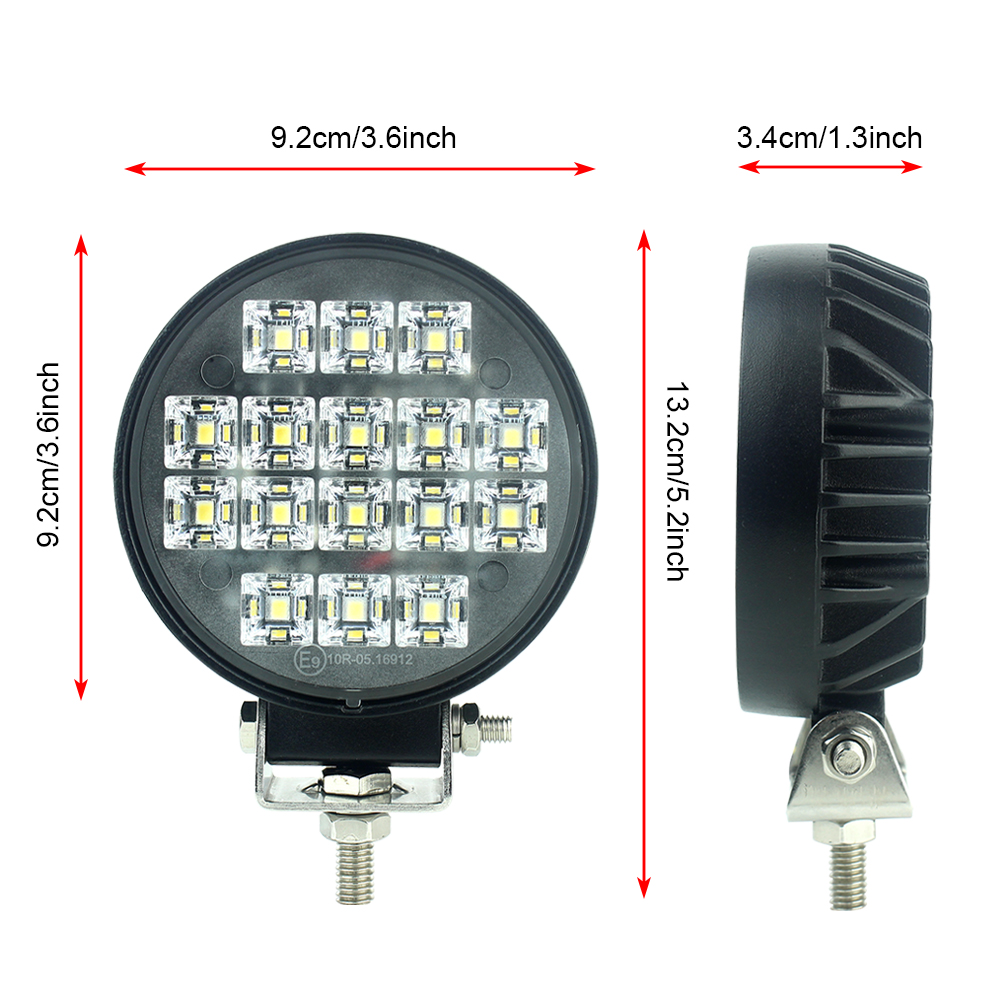 16 LED Luz Lampara de trabajo 12-30V 16W Flood/Spam Beam