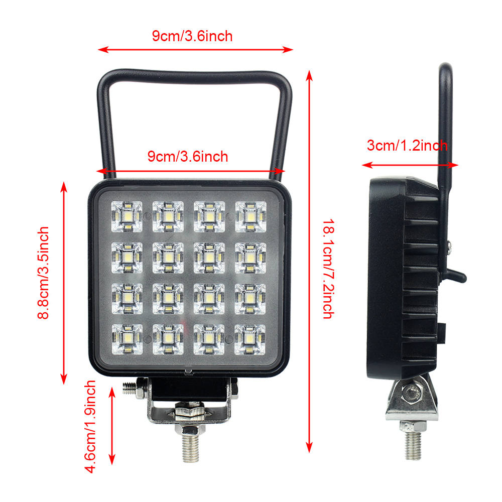 16 LED Work lights 12-30V 16w Spot Beam Lamp with handle